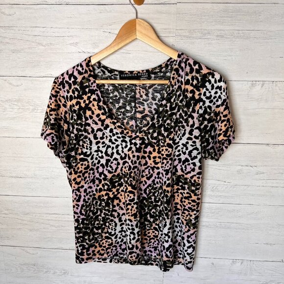 Veronica Beard Shirt Womens Size Small Colorful Leopard Print 100% Pima Cotton - Picture 1 of 10